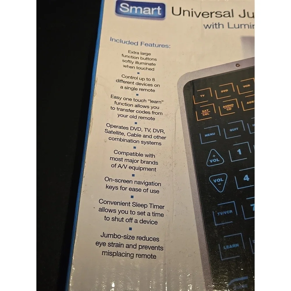 Jumbo Remote With Luminescent Touch Pad NEW‎ IN BOX Sharper Image Universal